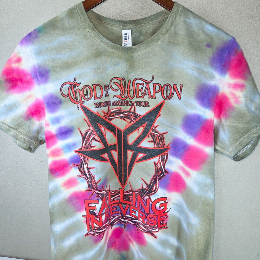 Falling In Reverse God Is A Weapon 2025 Tour Tie Dye Concert Tee Sz M
